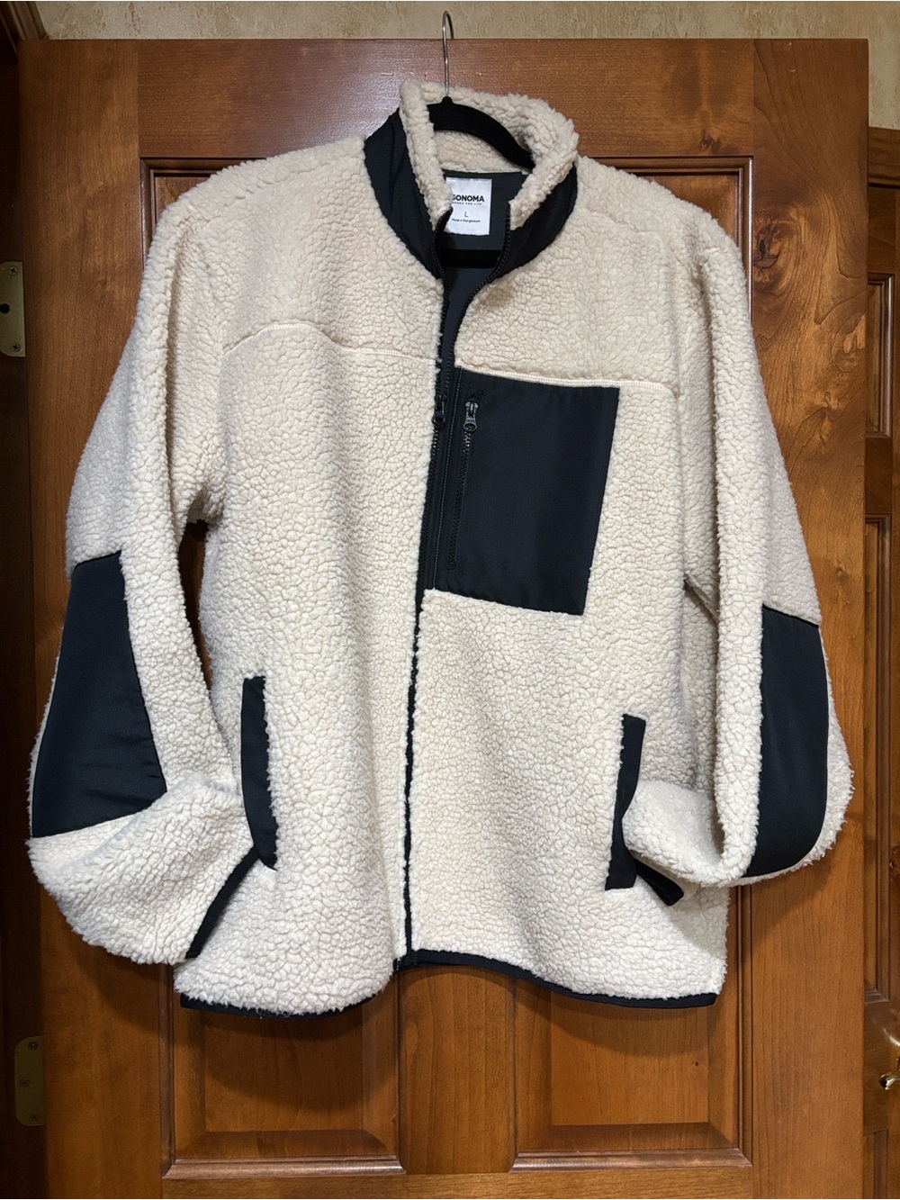 Women’s Sonoma Cream Sherpa Jacket with Black Trim SZ L